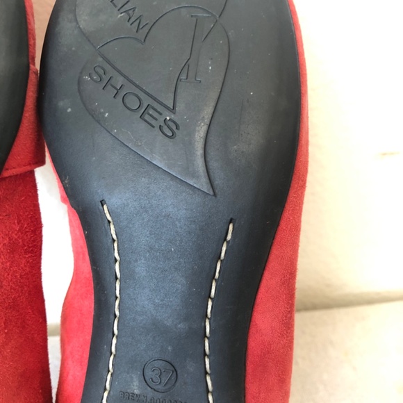 Red suede flat Italian shoes 37 - Picture 5 of 6